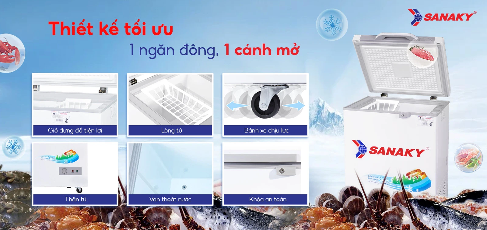 Thiết kế tối ưu 1 ngăn đông 1 cánh mở